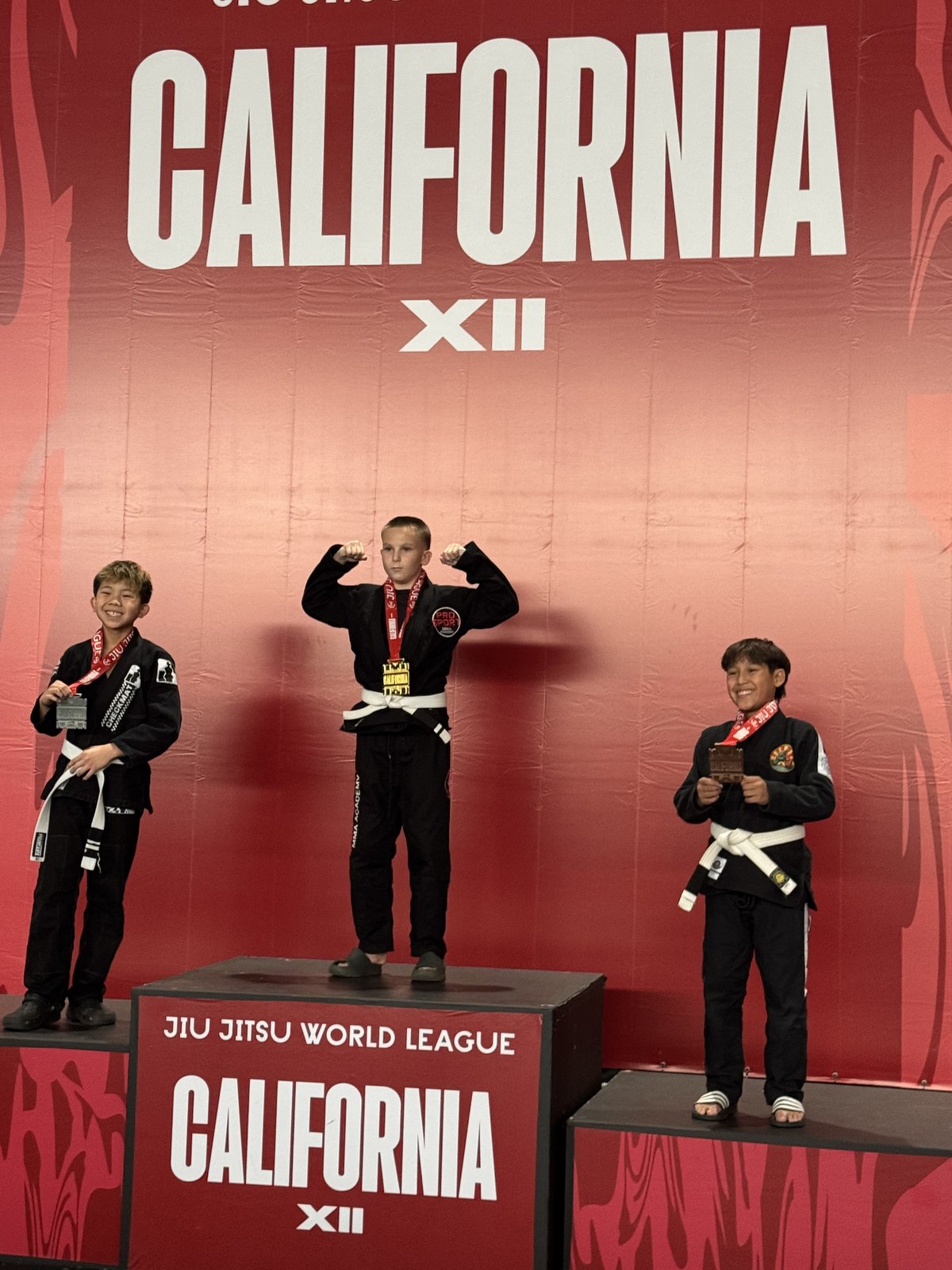 Youth athletes on a competition podium
